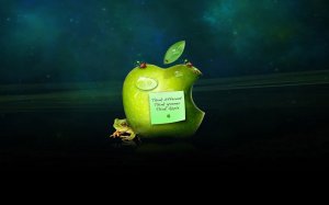 Обои для рабочего стола: Apple logo and frog