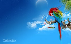 Обои для рабочего стола: Попугай на ветке