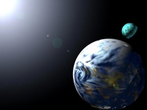 Обои для рабочего стола: Земля, луна и солнце