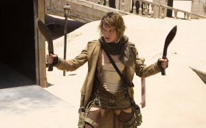 Обои для рабочего стола: Milla Jovovich с ору...
