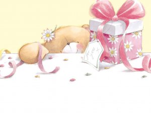 Обои для рабочего стола: Подарок и мишка
