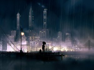 Обои для рабочего стола: Дождливый вечер