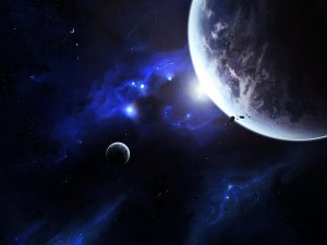Обои для рабочего стола: На фоне большой план...