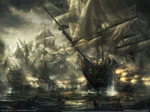 Обои для рабочего стола: Сражение в море