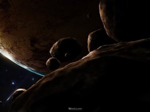Обои для рабочего стола: Скопление астеройдов
