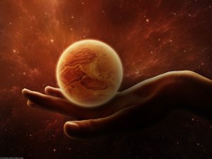 Обои для рабочего стола: Планета в руках