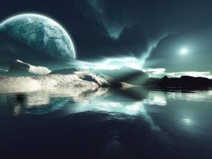 Обои для рабочего стола: Пейзаж с планетами