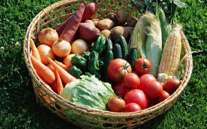 Обои для рабочего стола: Корзина с овощами