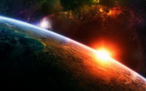 Обои для рабочего стола: Космический восход с...