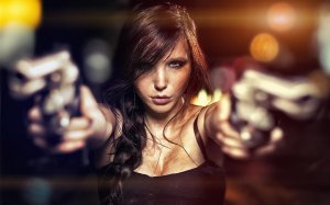Обои для рабочего стола: Из двух пистолетов