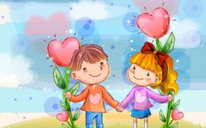 Обои для рабочего стола: Дети и сердечки