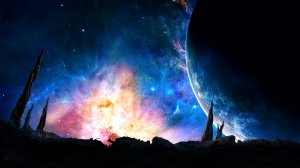 Обои для рабочего стола: Зарево на фоне плане...
