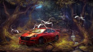 Обои для рабочего стола: Брошенный автомобиль