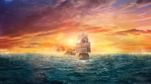 Обои для рабочего стола: Парусник в море