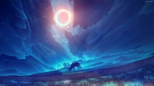 Обои для рабочего стола: Олень и северное сия...