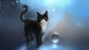 Обои для рабочего стола: Котик с мячиком