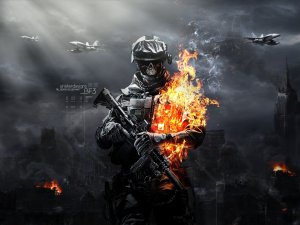 Обои для рабочего стола: Горящий солдат