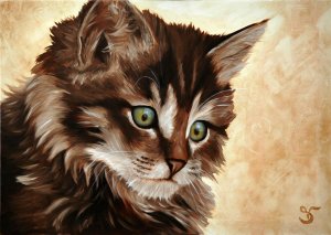 Обои для рабочего стола: Котенок гуашью