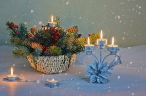 Обои для рабочего стола: Рождественская корзи...