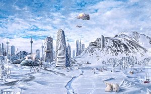 Обои для рабочего стола: Заснеженный город бу...