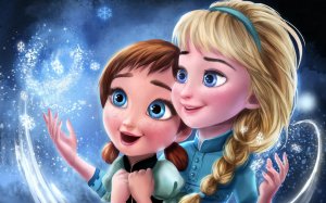 Обои для рабочего стола: Маленькие Анна и Эль...