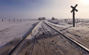 Обои для рабочего стола: Зимние железнодорожн...